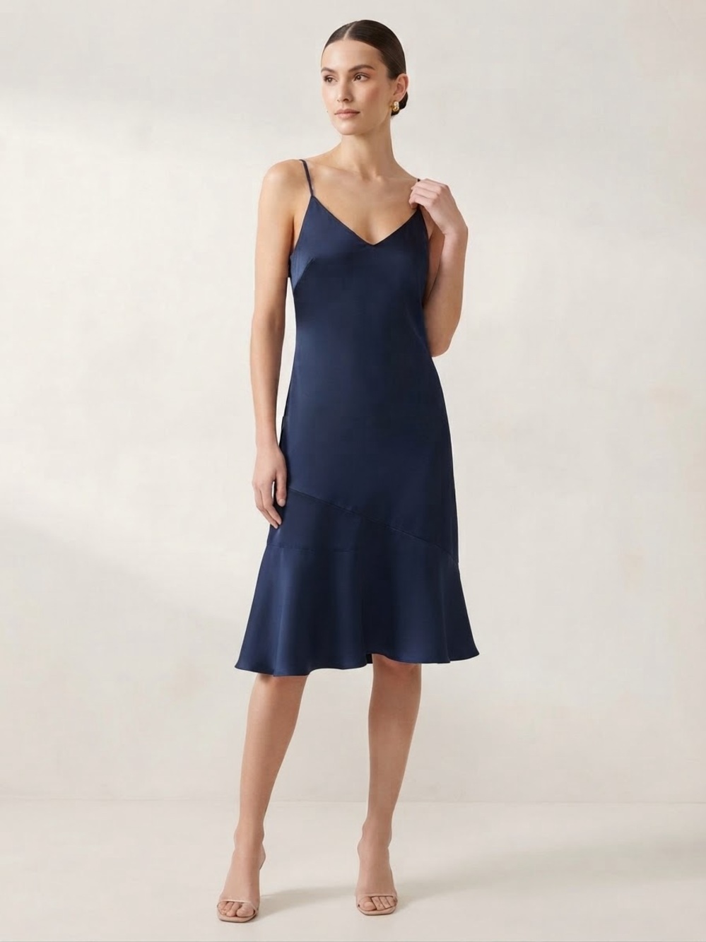 Sam Edelman Navy Blue V-Neck Slip Dress - Size 12 - new